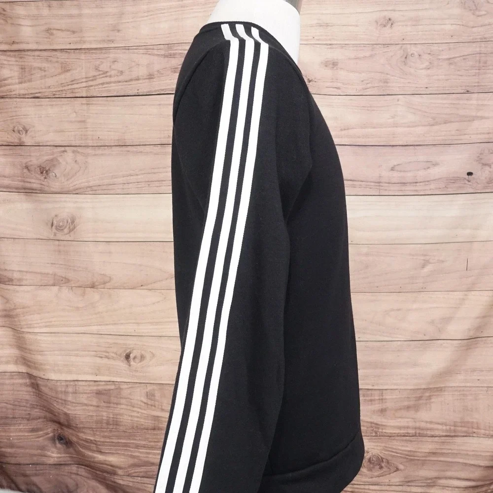 Adidas Sweatshirt Size M Black Pullover Fleece 3-Stripes Crewneck Primegreen